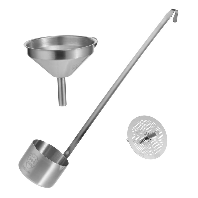 Stainless Steel Kitchen Ladle And Funnel Set For Oil Wine Transfer Cooking Bartending - Image 1